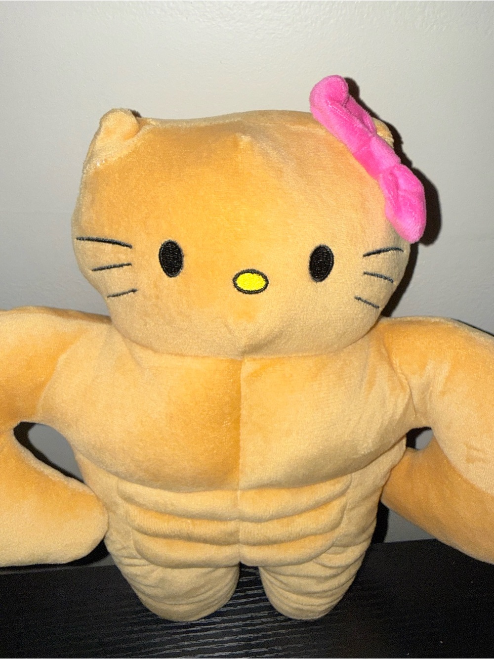 Plush Buff HELLO KITTY Toy - Yellow with Pink Bow